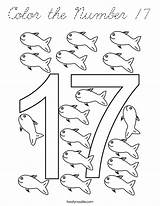 17 Number Coloring Color Preschool Pages Template Worksheets Kindergarten Twistynoodle Noodle Cursive Numbers Counting Built California Usa Activities Choose Board sketch template