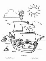 Pirate Coloring Ship Pages Printable Boys sketch template