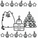 Pusheen Coloring Pages Cat Birthday Printable Book Cupcake Print Kids Kawaii Sheets Gifts Party Cake Colouring Animal Happy Color Ice sketch template