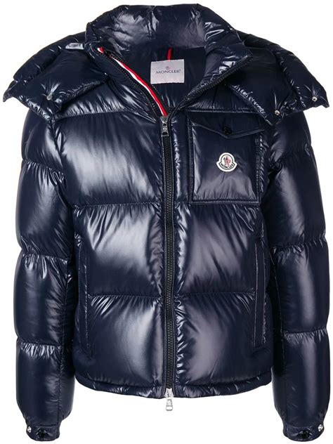 moncler fitted puffer  jacket blue modesens