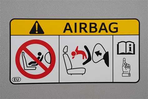 air bag sticker label warning instruction symbol  car stock photo