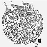 Coloring Pages Taurus Etsy Adult Zodiac sketch template