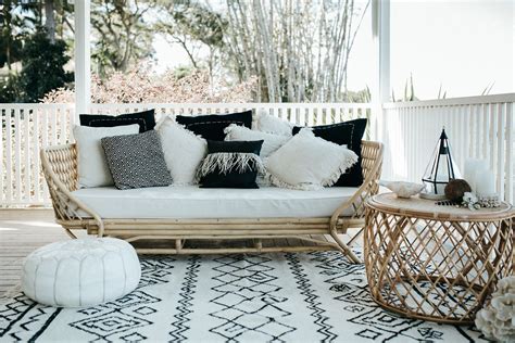 boho lounge rattan day bed  wedding shed style hire byron bay outdoor lounge lounge