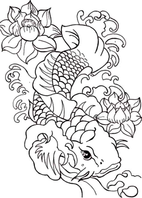 koi fish coloring page  getcoloringscom  printable colorings