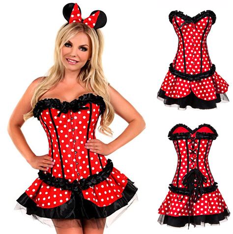 2016 Red Minnie Mouse Dress Adult Halloween Costumes For