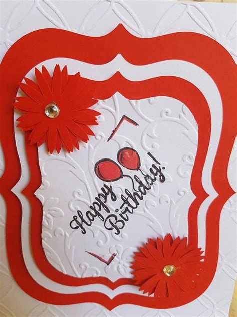 pretty handmade birthday card redwhite  artdenia  etsy
