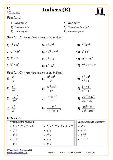 indices ideas   math worksheets math worksheet algebra