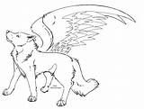 Winged Wolves Getcolorings Lineart Coloringhome sketch template