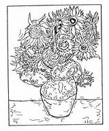 Gogh Van Sunflowers Coloring Pages Vincent Rubber Franticstamper Sold Choose Board sketch template