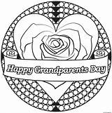 Grandparents Coloring Flower Heart Pages Printable sketch template