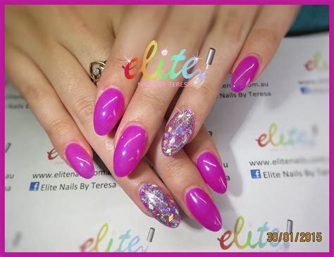 bright pink and diamond shaped glitter sparkle bling nails