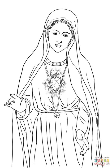 immaculate heart  mary coloring page  printable coloring pages
