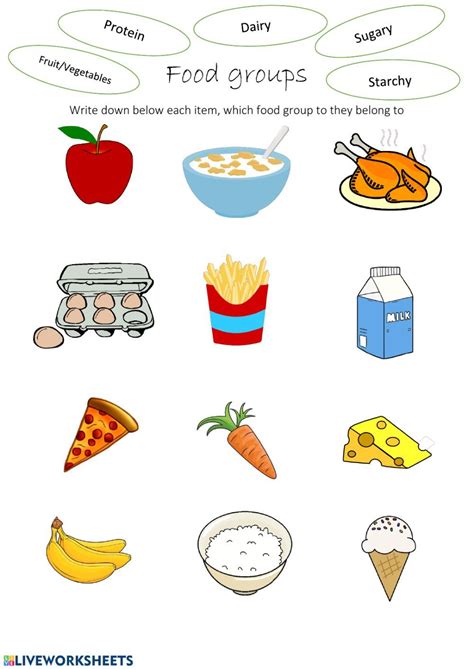 food groups interactive worksheet group meals kindergarten