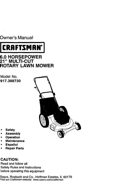 Craftsman 917388730 User Manual Gas Walk Behind Lawnmower Manuals And
