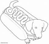 Dog Coloring Pages Hot Dogs Weiner Printable Boxer Cute Wiener Colouring Color Cartoon Print Puppy Weenie Drawing Sheets Halloween Dachshund sketch template