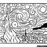Coloring Starry Night Gogh Van Vincent Painting Pages Choose Board sketch template