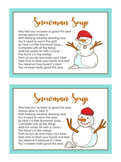 snowman soup printable labels     printablee