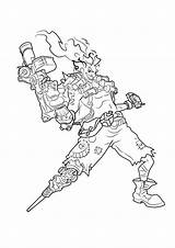 Overwatch Coloring Pages Simple Junkrat sketch template