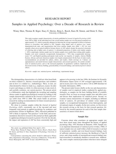 samples  applied psychology   decade  research  review
