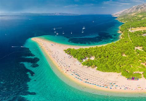 famous zlatni rat beach  bol island brac croatia europe ferry croatia