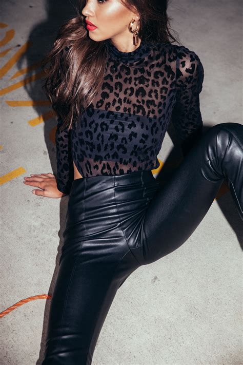 Lace Leopard Motelrocks Leather Trend Leather Leggings Fashion