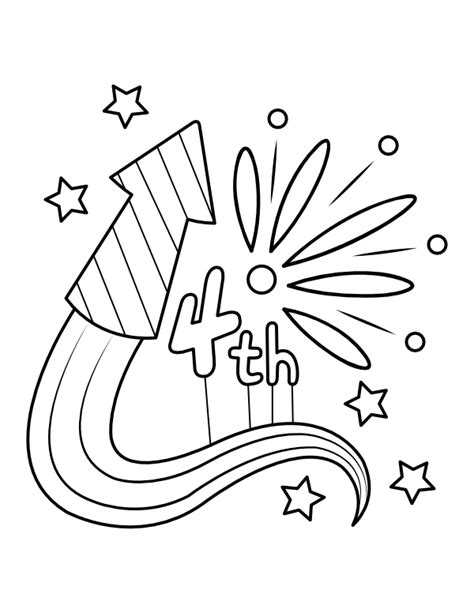printable   july fireworks coloring page
