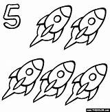 Coloring Five Pages Rockets Numbers Number Designlooter 61kb 564px Kids sketch template