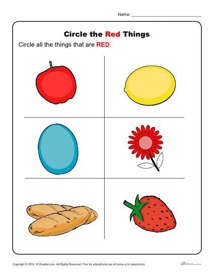 color red worksheets  toddlers worksheet  study
