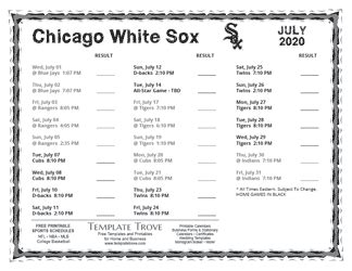 printable  chicago white sox schedule