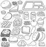 Lunch Coloring Tray Pages School Food Cafeteria Template sketch template