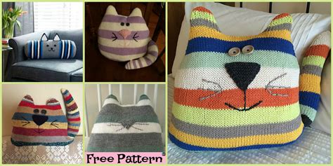 Adorable Knit Cat Cushion Free Patterns Diy 4 Ever