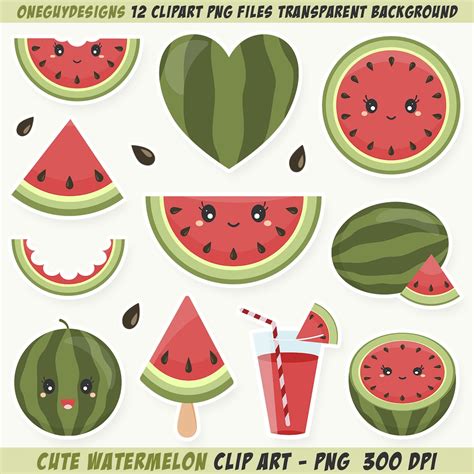 cute watermelon clipart watermelon clip art instant  png file