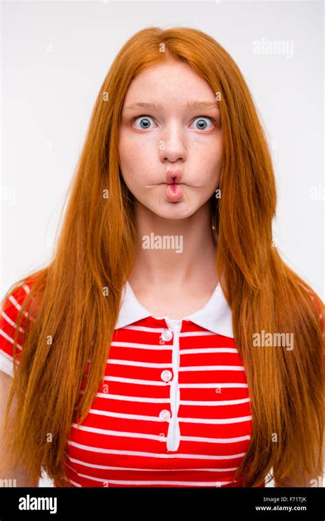 Funny Amusing Redhead Girl Fooling Aroung And Making Funny Faces Over