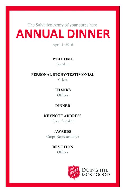 annual dinner agenda template invitation template ideas