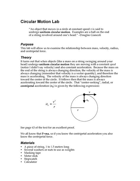 circular motion lab circular motion lab  object  moves