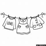 Clothes Coloring Pages Clothesline Clothing sketch template