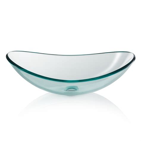 miligore modern glass vessel sink  counter bathroom vanity basin
