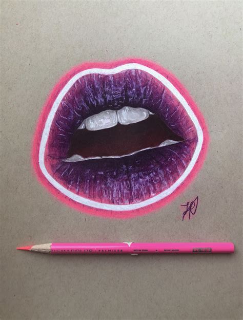 lip drawing realized  prismacolor premier pencils lips lipart