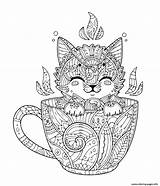 Chaton Tasse Chat Detente Adulte 2104 Relaxation Coloriages Chats sketch template