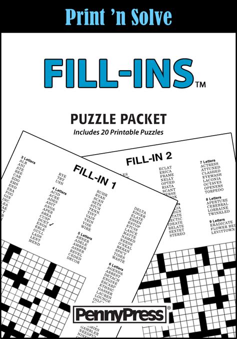 fill ins puzzle packet penny dell puzzles