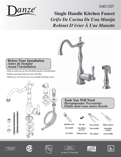 danze kitchen faucet manual