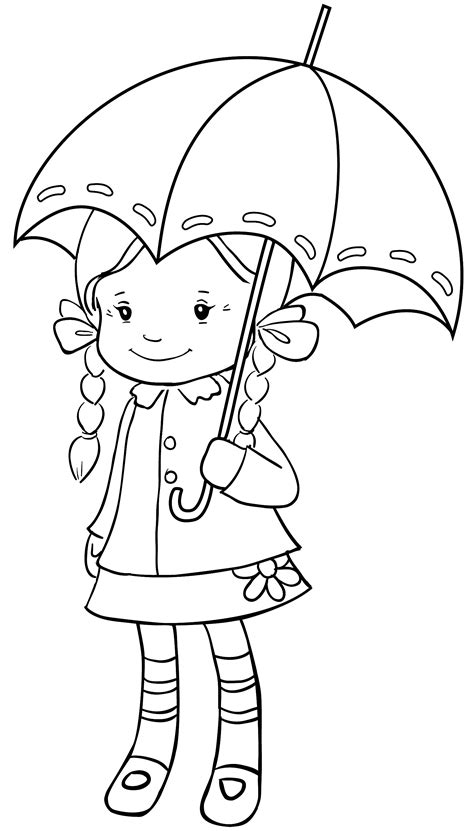 girl holding umbrella drawing  getdrawings