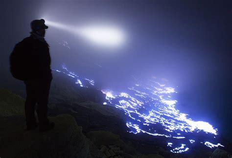 Kawah Ijen   Volcano with glowing blue lava in Indonesia  
