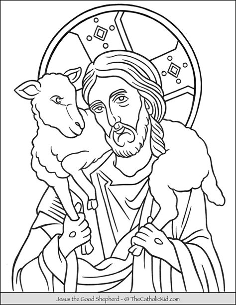 jesus  good shepherd coloring page thecatholickidcom  good
