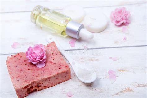spa setting pink rose health  beauty care stock image image