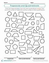 Worksheet Quadrilaterals Trapezoids Shapes Worksheets Dimensional Classifying Geometry Tracing sketch template