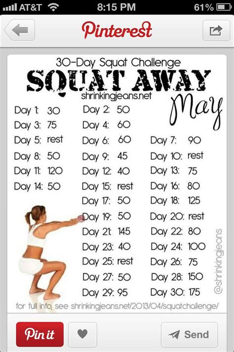 30 day squat challenge beginners keeping fit pinterest squat
