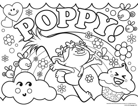 princess poppy coloring pages poppy coloring page cartoon coloring