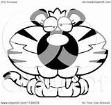 Tiger Cub Drunk Outlined Cute Clipart Cartoon Thoman Cory Coloring Vector sketch template
