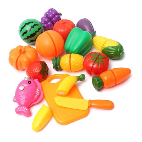 hot sale pcsset plastic kitchen toys food fruit vegetable cutting